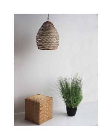 Suspension bambou avec abat-jour blanc