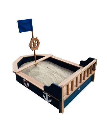 Bac à sable bateau, rame en bois fsc, anthracite/brun,153x90x100 cm