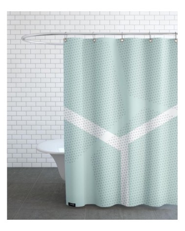 Rideau de douche en polyester en blanc & vert 150x200