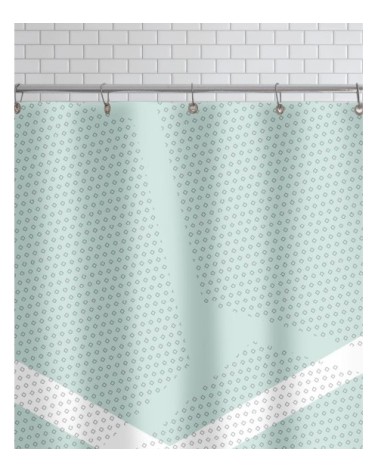 Rideau de douche en polyester en blanc & vert 150x200