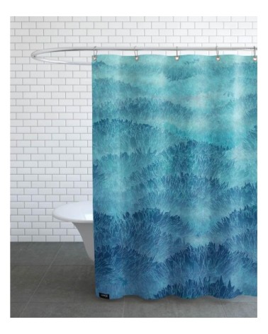 Rideau de douche en polyester en bleu & turquoise 150x200