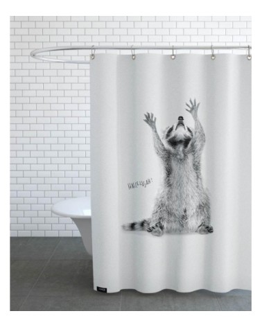 Rideau de douche en polyester en blanc & gris 150x200