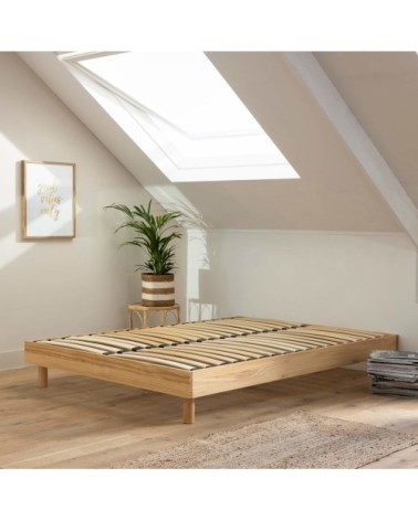 Sommier kit en bois massif 13 cm naturel 140x200