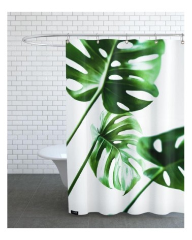 Rideau de douche en polyester en blanc & vert 150x200