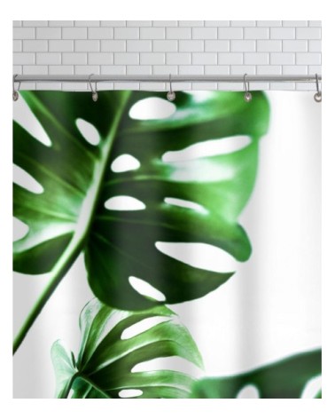 Rideau de douche en polyester en blanc & vert 150x200