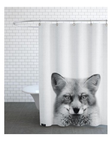 Rideau de douche en polyester en blanc & noir 150x200