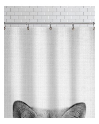 Rideau de douche en polyester en blanc & noir 150x200