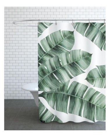 Rideau de douche en polyester en blanc & vert 150x200