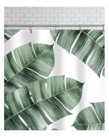 Rideau de douche en polyester en blanc & vert 150x200