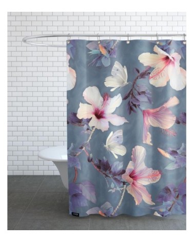 Rideau de douche en polyester en gris & rose 150x200