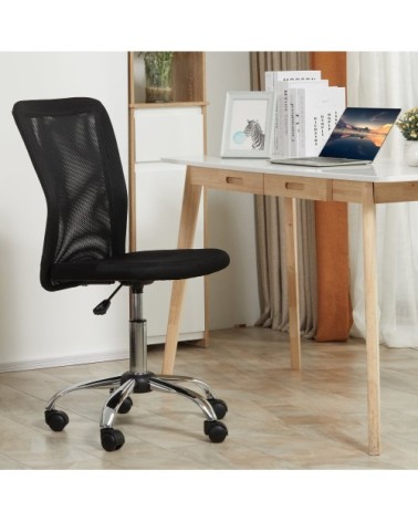 Chaise de bureau ergonomique réglable piètement chromé maille noir