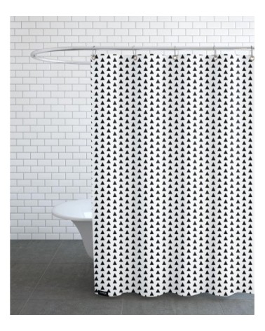 Rideau de douche en polyester en blanc & noir 150x200