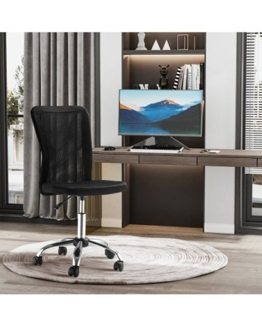 Chaise de bureau ergonomique réglable piètement chromé maille noir