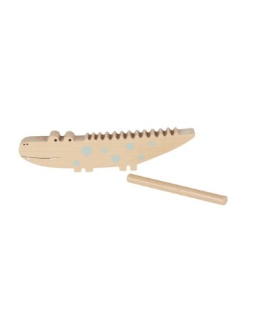 Jouet instrument de musique crocodile en bois de Hêtre beige et vert
