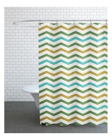 Rideau de douche en polyester en jaune & turquoise 150x200