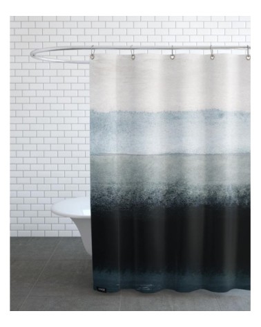 Rideau de douche en polyester en blanc & gris 150x200