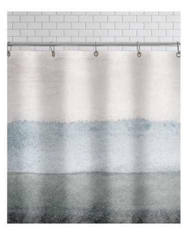 Rideau de douche en polyester en blanc & gris 150x200