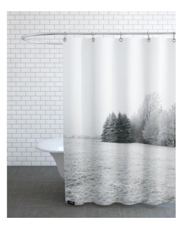 Rideau de douche en polyester en blanc & gris 150x200