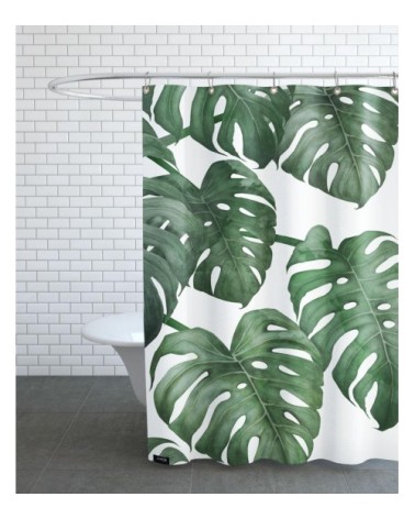 Rideau de douche en polyester en blanc & vert 150x200