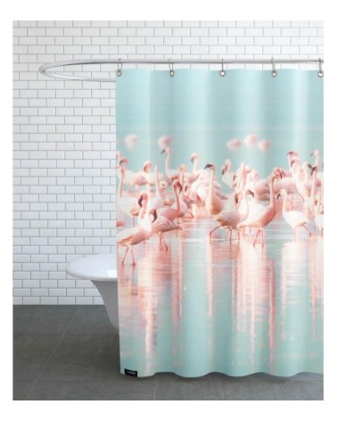 Rideau de douche en polyester en rose & turquoise 150x200