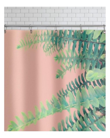 Rideau de douche en polyester en rose & vert 150x200