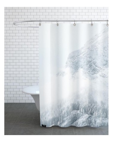 Rideau de douche en polyester en blanc & gris 150x200