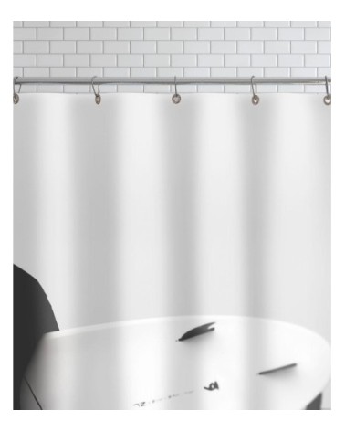 Rideau de douche en polyester en blanc & noir 150x200