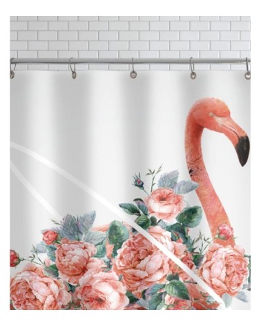 Rideau de douche en polyester en blanc & rose 150x200