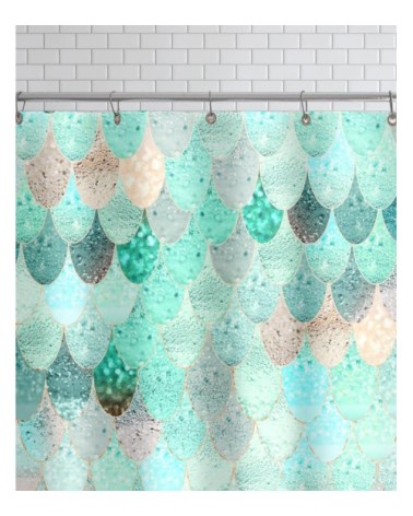 Rideau de douche en polyester en turquoise & vert 150x200