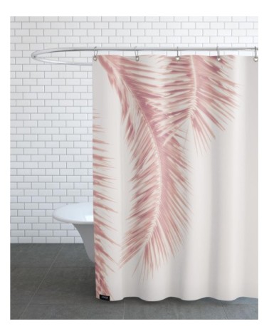 Rideau de douche en polyester en blanc & rose 150x200