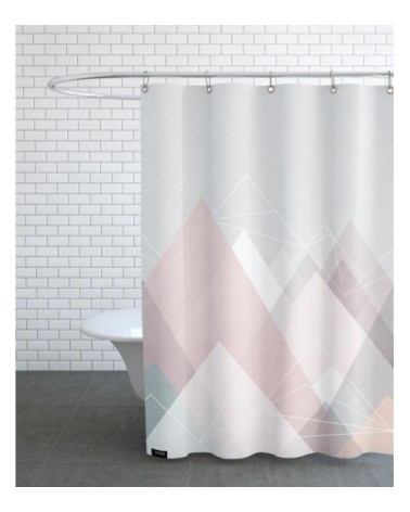 Rideau de douche en polyester en blanc & gris 150x200