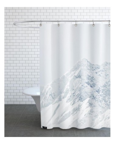 Rideau de douche en polyester en blanc & gris 150x200