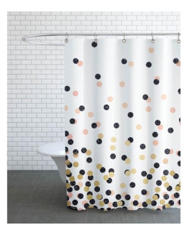 Rideau de douche en polyester en blanc & noir 150x200