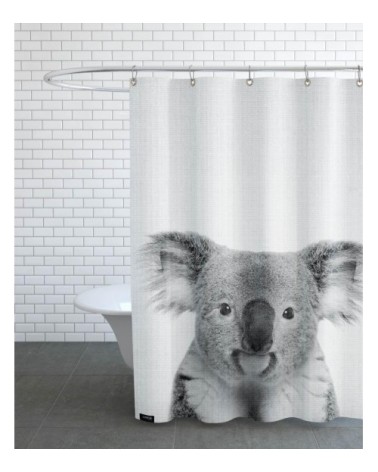 Rideau de douche en polyester en blanc & gris 150x200