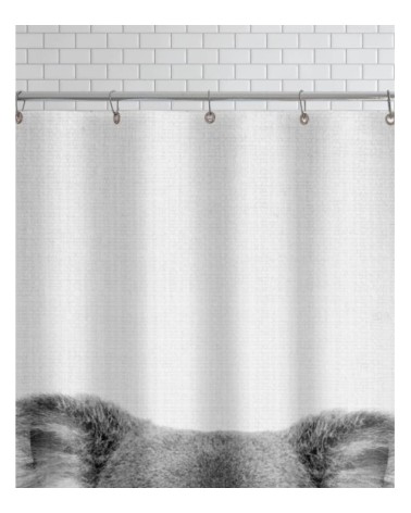 Rideau de douche en polyester en blanc & gris 150x200