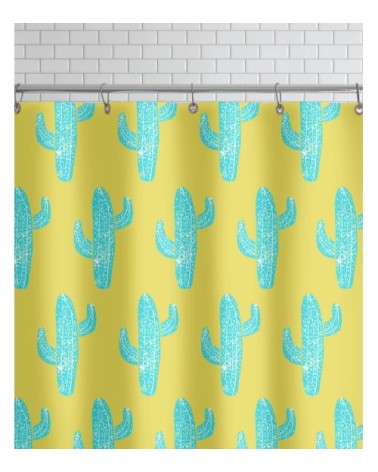 Rideau de douche en polyester en jaune & vert 150x200