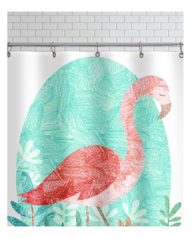 Rideau de douche en polyester en rose & turquoise 150x200