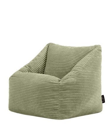 Pouf fauteuil enfant velours côtelé vert sauge