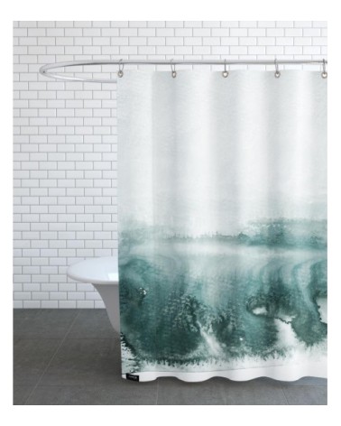 Rideau de douche en polyester en blanc & gris 150x200