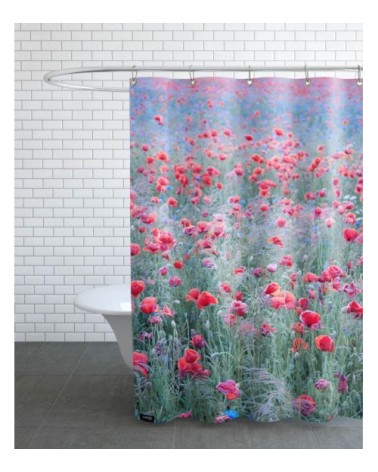 Rideau de douche en polyester en rouge & vert 150x200