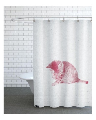 Rideau de douche en polyester en blanc & rouge 150x200