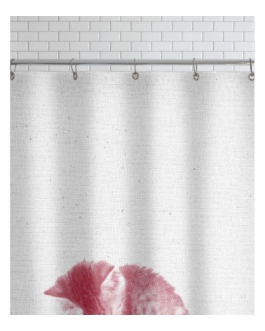 Rideau de douche en polyester en blanc & rouge 150x200