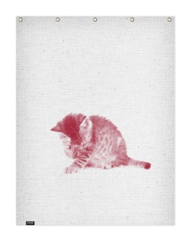 Rideau de douche en polyester en blanc & rouge 150x200