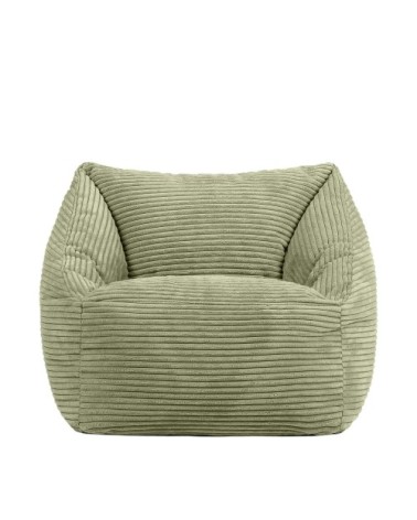 Pouf fauteuil enfant velours côtelé vert sauge