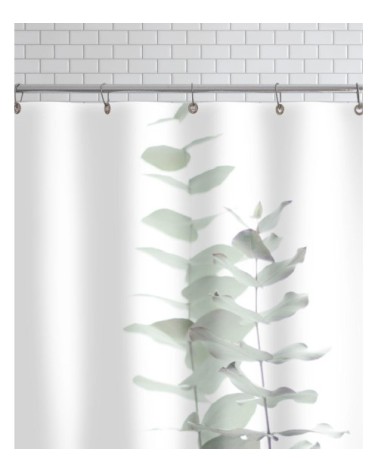 Rideau de douche en polyester en blanc & vert 150x200