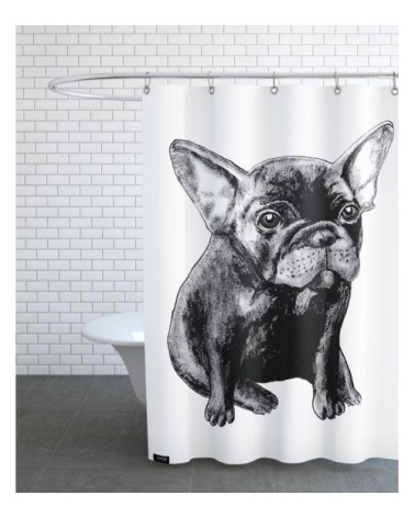 Rideau de douche en polyester en blanc & noir 150x200