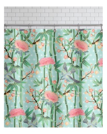 Rideau de douche en polyester en rose & turquoise 150x200