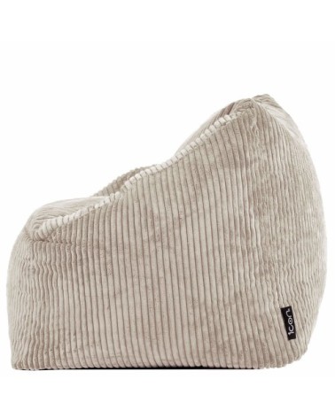 Lot de 2 poufs fauteuils enfant velours côtelé beige galet