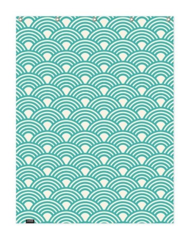 Rideau de douche en polyester en blanc & turquoise 150x200