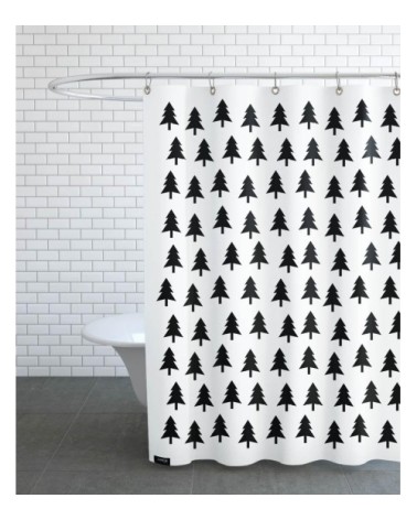 Rideau de douche en polyester en blanc & noir 150x200